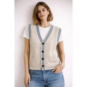 BP Nordstrom Sweater Vest Oversized Layer Preppy Ivy League Neutral Old Money M